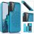 Mandala Embossed Samsung Galaxy S21 Case with Card Holder Blue