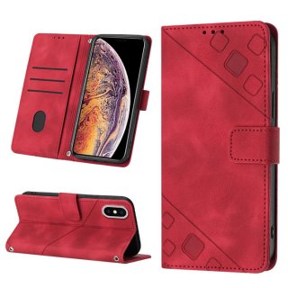 Skin-friendly iPhone XS Max Wallet Stand Case with Wrist Strap Red