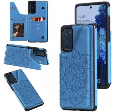 Samsung Galaxy S20 FE Embossed Wallet Magnetic Stand Case Blue