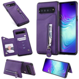 Samsung Galaxy S10 5G Wallet Card Slots Shockproof Cover Purple