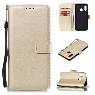 Samsung Galaxy A20e Wallet Kickstand Magnetic Leather Case Gold