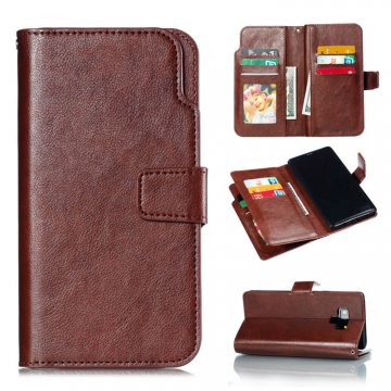 Samsung Galaxy Note 9 Wallet Stand Case with 9 Card Slots Brown