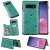 Samsung Galaxy S10 Plus Bee and Cat Magnetic Card Slots Stand Cover Green