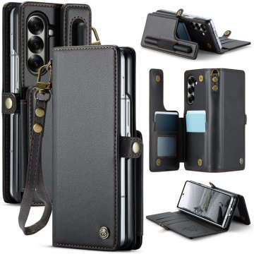 CaseMe Samsung Galaxy Z Fold7 Magnetic Wallet Case with RFID Blocking & Kickstand Black