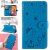 iPhone 11 Embossed Cat Bee Wallet Magnetic Stand Case Blue