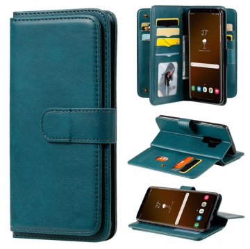 Samsung Galaxy S9 Plus Multi-function 10 Card Slots Wallet Case Dark Green