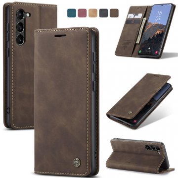 CaseMe Samsung Galaxy S23 Wallet Retro Leather Case Coffee