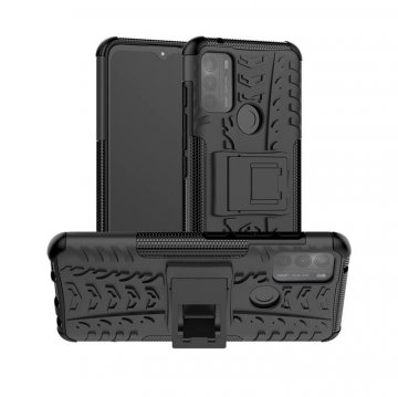 Moto G50 Anti-Slip Dual Layer Hybrid Kickstand Case Black