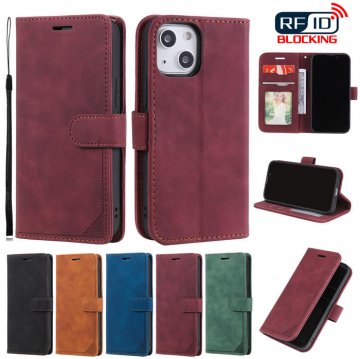 iPhone 13 Mini Wallet RFID Blocking Kickstand Case Red