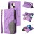 iPhone 13 Mini Zipper Wallet Magnetic Stand Case Purple