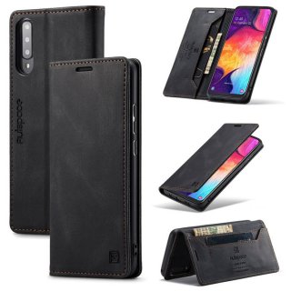 Autspace Samsung Galaxy A50 Wallet Kickstand Magnetic Case Black