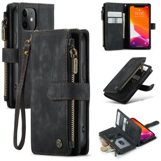 CaseMe iPhone 12 Mini Wallet Kickstand Retro Leather Case Black