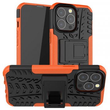 iPhone 13 Pro Anti-Slip Dual Layer Hybrid Kickstand Case Orange