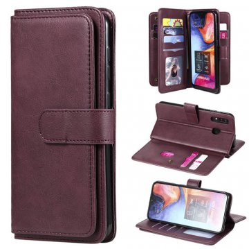 Samsung Galaxy A20/A30 Multi-function 10 Card Slots Wallet Case Claret