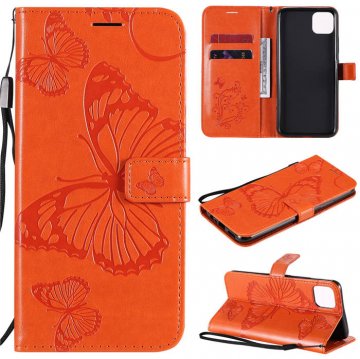 OPPO Realme C11 Embossed Butterfly Wallet Magnetic Stand Case Orange