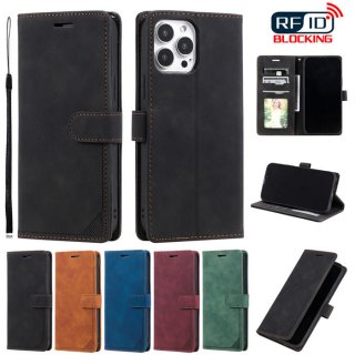 iPhone 13 Pro Max Wallet RFID Blocking Kickstand Case Black