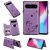 Samsung Galaxy S10 5G Bee and Cat Card Slots Stand Cover Purple