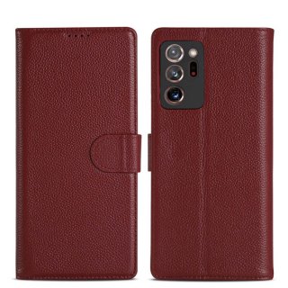 Genuine Leather Samsung Galaxy Note 20 Litchi Texture Wallet Stand Case Red