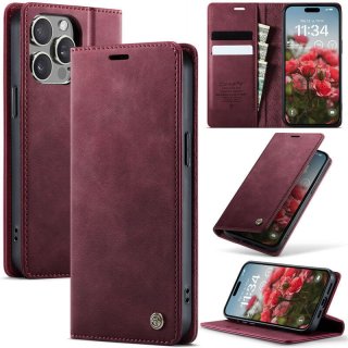 CaseMe iPhone 14 Pro Magnetic Wallet Case with RFID Blocking Red
