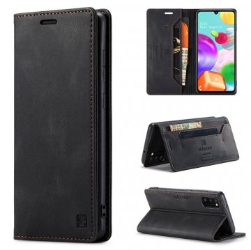 Autspace Samsung Galaxy A41 Wallet Kickstand Magnetic Case Black