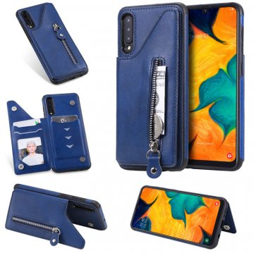 Samsung Galaxy A50 Wallet Magnetic Shockproof Cover Blue