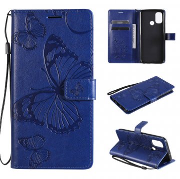 OnePlus Nord N100 Embossed Butterfly Wallet Magnetic Stand Case Blue