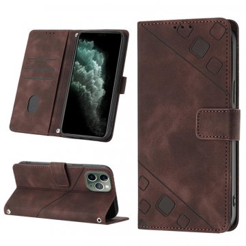 Skin-friendly iPhone 11 Pro Wallet Stand Case with Wrist Strap Coffee