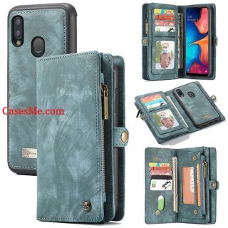 CaseMe Samsung Galaxy A20e Wallet Detachable 2 in 1 Case Blue