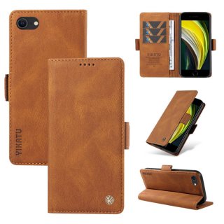 YIKATU iPhone 7/8/SE 2020/SE 2022 Skin-touch Wallet Kickstand Case Brown