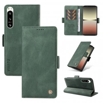 YIKATU Sony Xperia 5 IV Skin-touch Wallet Kickstand Case Green