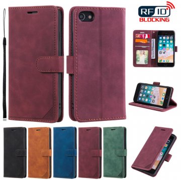 iPhone 7/8/SE 2020 Wallet RFID Blocking Kickstand Case Red