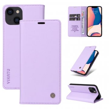 YIKATU iPhone 13 Wallet Kickstand Magnetic Case Purple