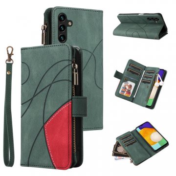 Samsung Galaxy A13 5G Zipper Wallet Magnetic Stand Case Green