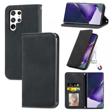 Wallet Stand Magnetic Flip Leather Case Black For Samsung