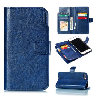 iPhone 7 Plus/8 Plus Wallet 9 Card Slots Stand Leather Case Blue