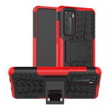 Huawei P40 Hybrid Rugged PC + TPU Kickstand Case Red