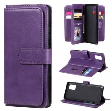 Samsung Galaxy A71 5G Multi-function 10 Card Slots Wallet Case Violet