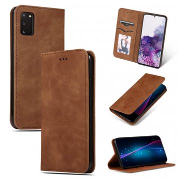 Samsung Galaxy S20 Magnetic Flip Wallet Stand Case Brown