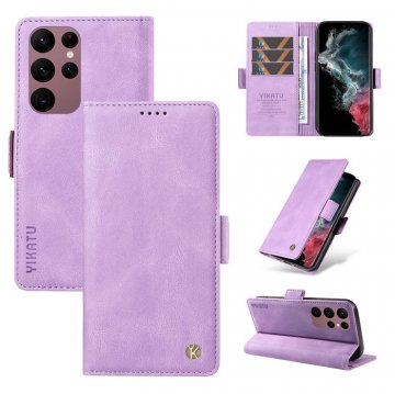 YIKATU Samsung Galaxy S22 Ultra Skin-touch Wallet Kickstand Case Purple