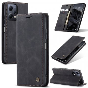 CaseMe Xiaomi POCO X5 5G Wallet Magnetic Suede Leather Case Black