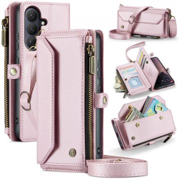 CaseMe Samsung Galaxy S26 Plus RFID Blocking Wallet Crossbody Case with Wireless Charging Pink