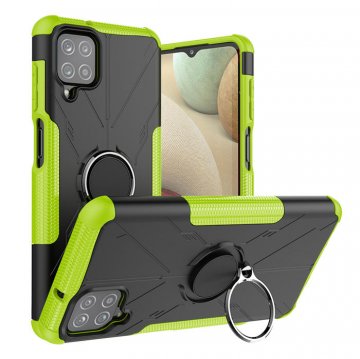 Samsung Galaxy A12 5G Hybrid Rugged Ring Kickstand Case Green