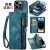 CaseMe iPhone 14 Pro Zipper Wallet Case with Wrist Strap Blue