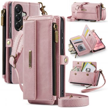 CaseMe Samsung Galaxy A57 Wallet Case with RFID Blocking, 9 Card Slots & Crossbody Strap Pink