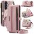 CaseMe Samsung Galaxy A57 Wallet Case with RFID Blocking, 9 Card Slots & Crossbody Strap Pink