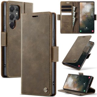 CaseMe Samsung Galaxy S24 Ultra Magnetic Wallet Case with RFID Blocking Coffee