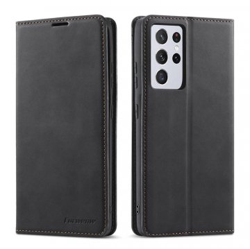 Forwenw Samsung Galaxy S21 Ultra Wallet Kickstand Magnetic Case Black