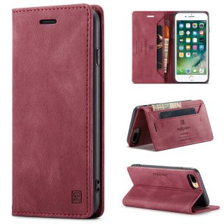 Autspace iPhone 7 Plus/8 Plus Wallet Kickstand Magnetic Shockproof Case Red
