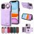 For iPhone 11 Card Holder Ring Kickstand PU Leather Case Purple