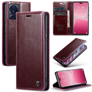 CaseMe Xiaomi 13 Lite Luxury Wallet Kickstand Magnetic Flip Case Red